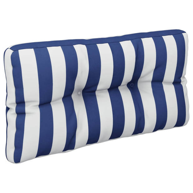 The Living Store Palletkussen - 80 x 40 x 12 cm - Waterafstotend - Blauw en wit - Polyester