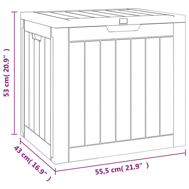 vidaXL Tuinbox 55,5x43x53 cm polypropeen zwart