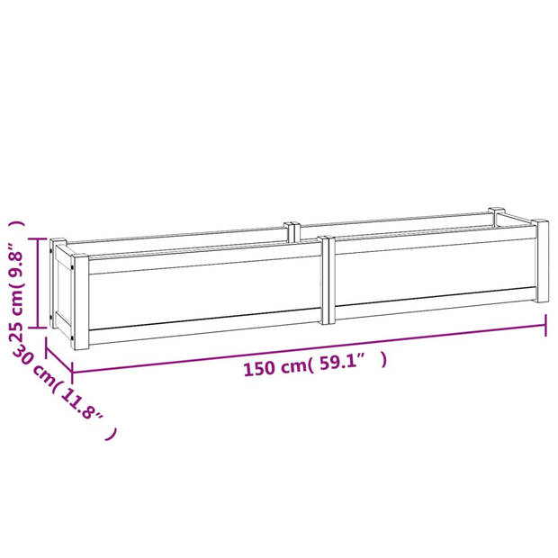 vidaXL Plantenbak verhoogd 150x30x25 cm massief teakhout