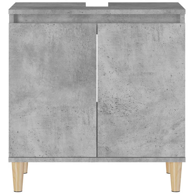 The Living Store Badkaast - Betongrijs - 58 x 33 x 60 cm - Duurzaam bewerkt hout - Extra opbergruimte