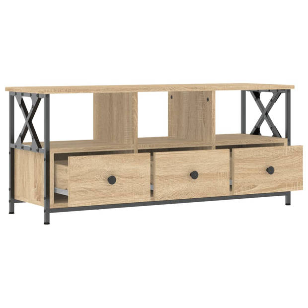 vidaXL Tv-meubel 102x33x45 cm bewerkt hout en ijzer sonoma eikenkleur