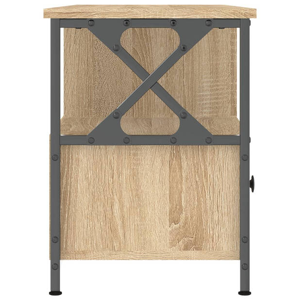 vidaXL Tv-meubel 102x33x45 cm bewerkt hout en ijzer sonoma eikenkleur