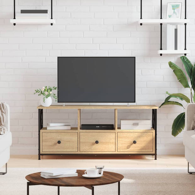 vidaXL Tv-meubel 102x33x45 cm bewerkt hout en ijzer sonoma eikenkleur