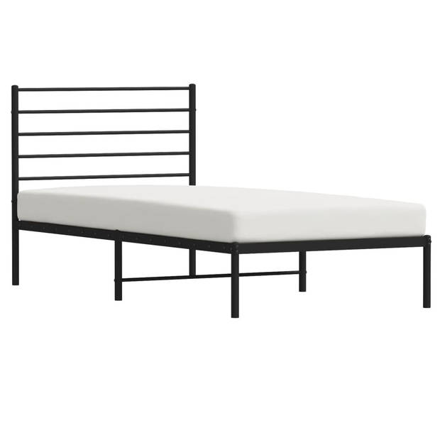 vidaXL Bedframe met hoofdbord metaal zwart 80x200 cm