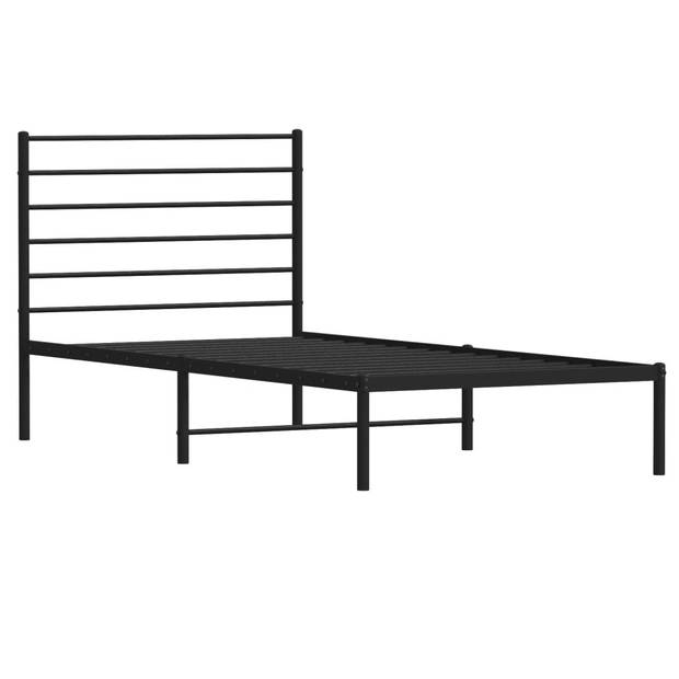 vidaXL Bedframe met hoofdbord metaal zwart 80x200 cm