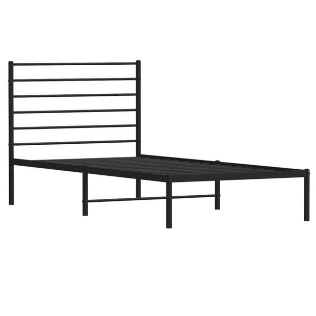 vidaXL Bedframe met hoofdbord metaal zwart 80x200 cm