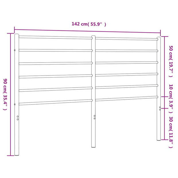 vidaXL Hoofdbord metaal wit 135 cm