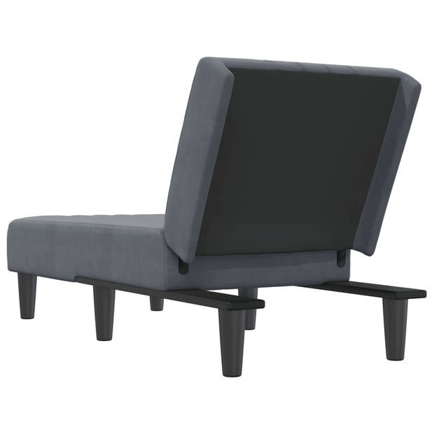 The Living Store Chaise Longue s - Verstelbaar - Donkergrijs Fluweel - 55 x 140 x 70 cm