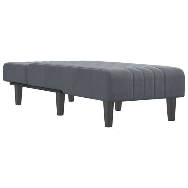 The Living Store Chaise Longue s - Verstelbaar - Donkergrijs Fluweel - 55 x 140 x 70 cm