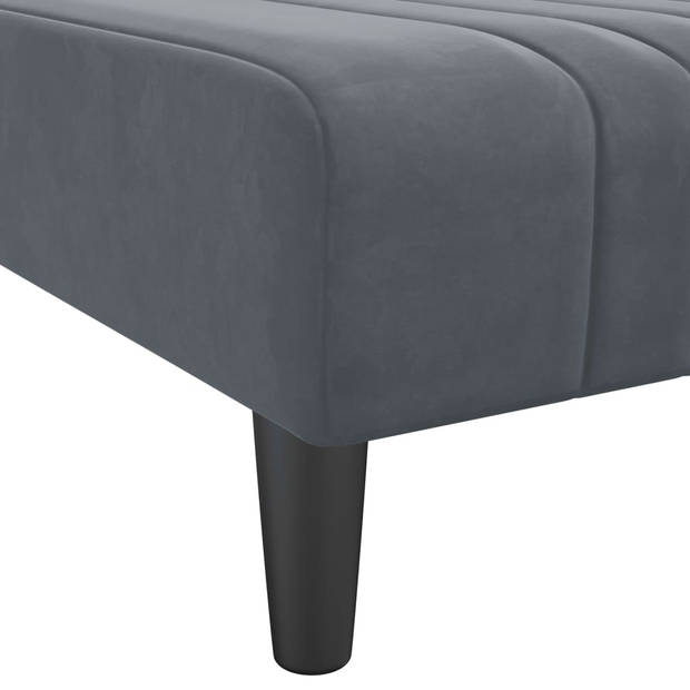 The Living Store Chaise Longue s - Verstelbaar - Donkergrijs Fluweel - 55 x 140 x 70 cm