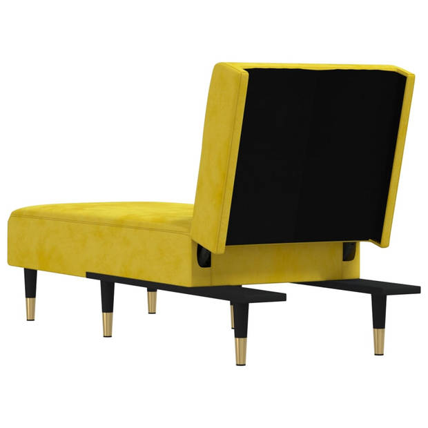 The Living Store Verstelbare Chaise Longue - Geel Fluweel - 55x140x70 cm - Multifunctioneel