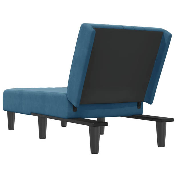 The Living Store Chaise Longue Verstelbaar - Blauw Fluweel - 55x140x70 cm - Multiplex Frame