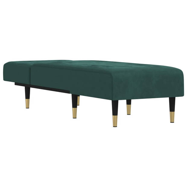 The Living Store Verstelbare Chaise Longue - Fluweel - Donkergroen - 55x140x70 cm