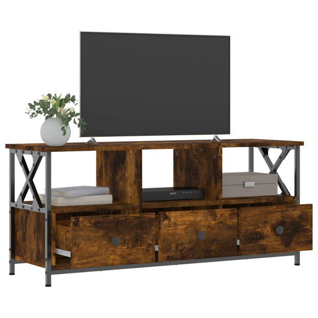vidaXL Tv-meubel 102x33x45 cm bewerkt hout en ijzer gerookt eikenkleur