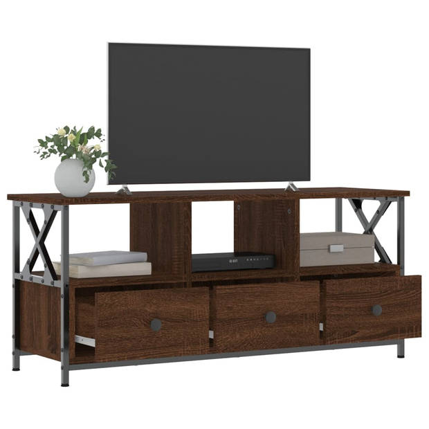 The Living Store Industriële Tv-kast - 102 x 33 x 45 cm - Bruineiken hout