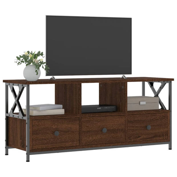 The Living Store Industriële Tv-kast - 102 x 33 x 45 cm - Bruineiken hout