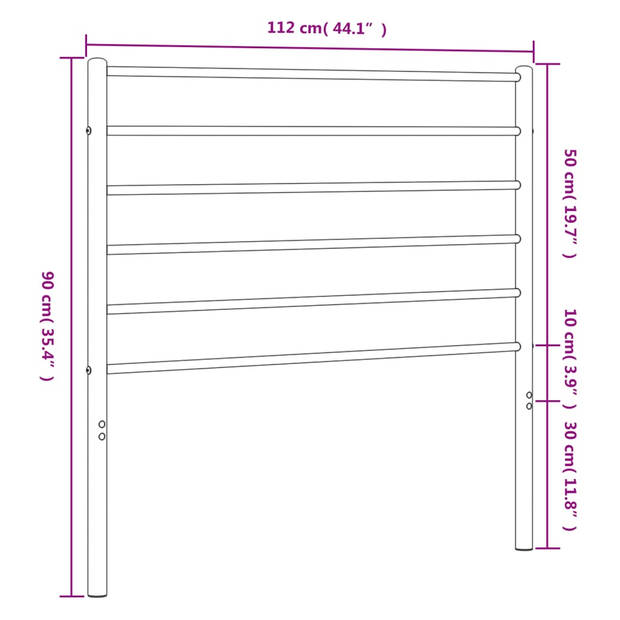 vidaXL Hoofdbord metaal zwart 107 cm