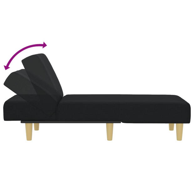 The Living Store Verstelbare Chaise Longue - Zwarte stof - 55 x 140 x 70 cm - Multifunctioneel