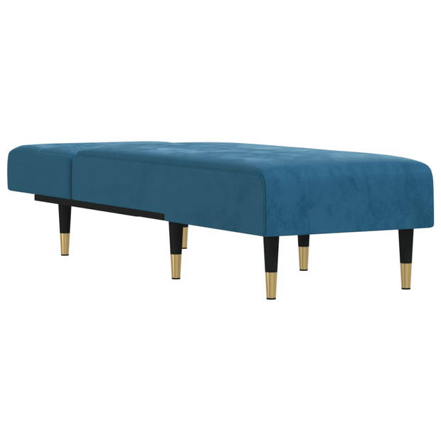 The Living Store Chaise Longue - Verstelbaar - Fluweel - Blauw - 55x140x70cm - Max 110kg