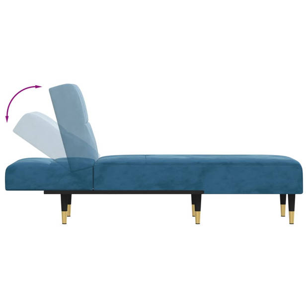 The Living Store Chaise Longue - Verstelbaar - Fluweel - Blauw - 55x140x70cm - Max 110kg