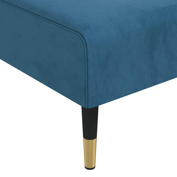 The Living Store Chaise Longue - Verstelbaar - Fluweel - Blauw - 55x140x70cm - Max 110kg