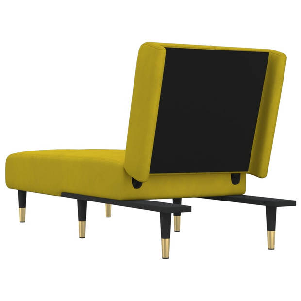 The Living Store Verstelbare Chaise Longue - Geel Fluweel - 55 x 140 x 70 cm - Multifunctioneel
