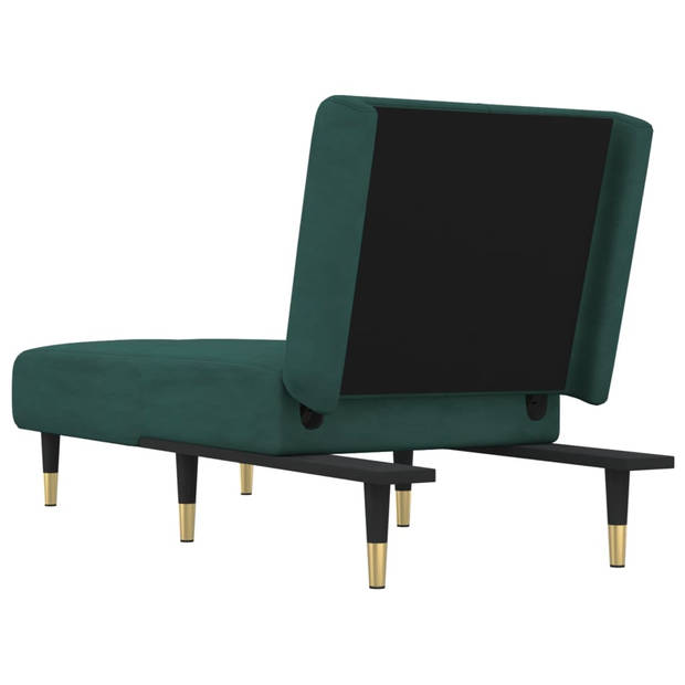 The Living Store Chaise Longue Fluweel - Groen - 55x140x70 cm - Verstelbaar