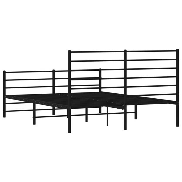 vidaXL Bedframe met hoofd- en voeteneinde metaal zwart 120x190 cm