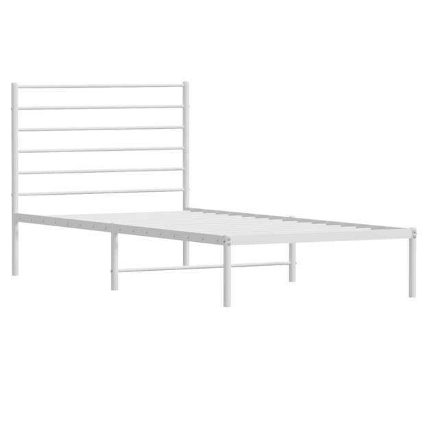 vidaXL Bedframe met hoofdbord metaal wit 100x190 cm