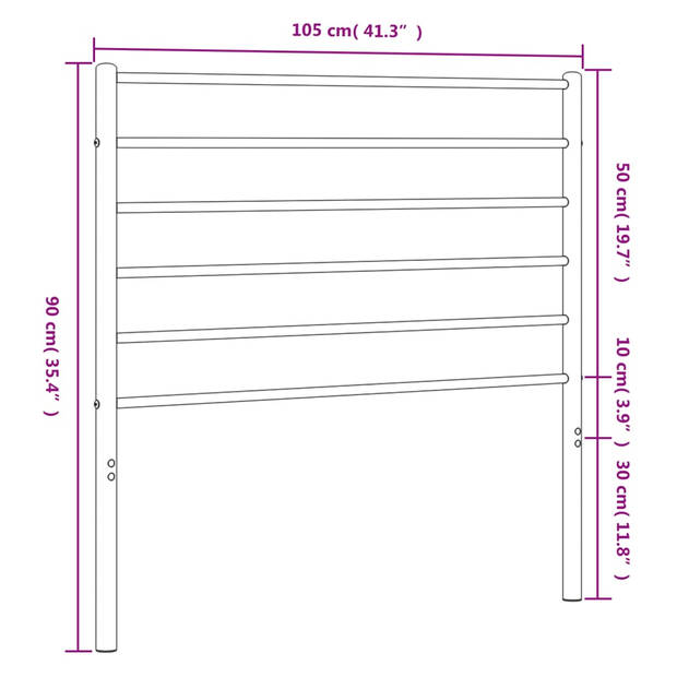 vidaXL Hoofdbord metaal wit 100 cm