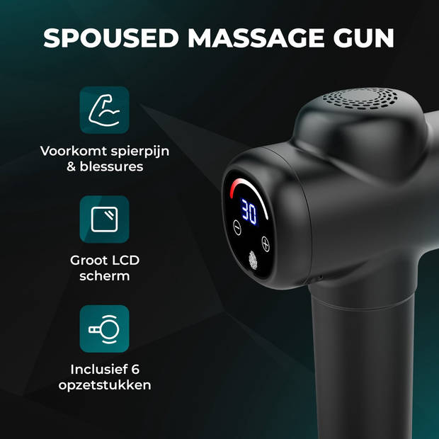 Spoused Massage Gun - Sport en Relax Massage Apparaat - Professioneel Massage Pistool - Zwart Massagegun