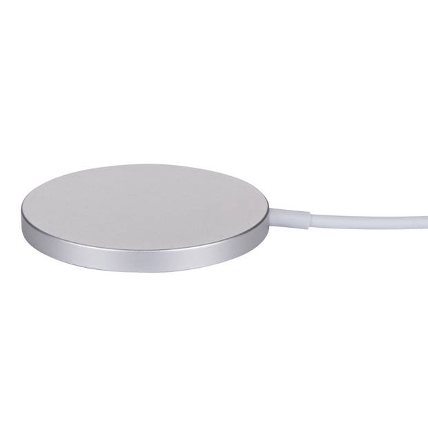 Grundig Magnetische Qi Oplader - 15W - Incl. USB-C Kabel 1 Meter - Beschermt tegen Overstroom - Compact Ontwerp - Zilver