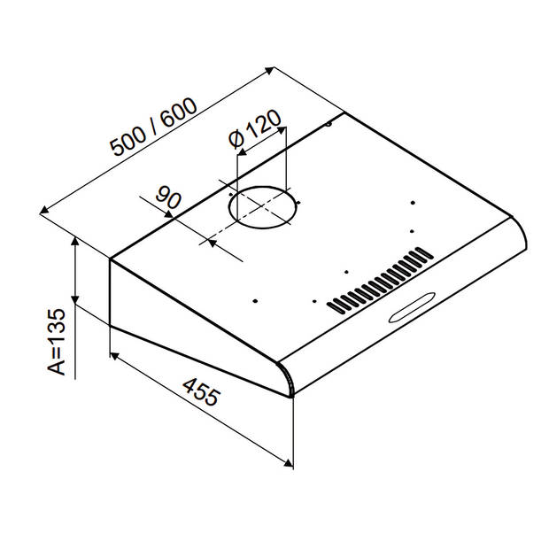 MPM - Inbouw Afzuigkap - 60x46x10cm - Zwart