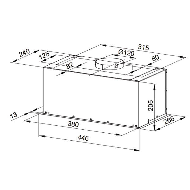 MPM - Inbouw Afzuigkap - 26,6x44,6x20,5cm - Zwart