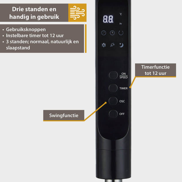 TZS First Austria 5553-4 Staande Ventilator - Statiefventilator – Zwart