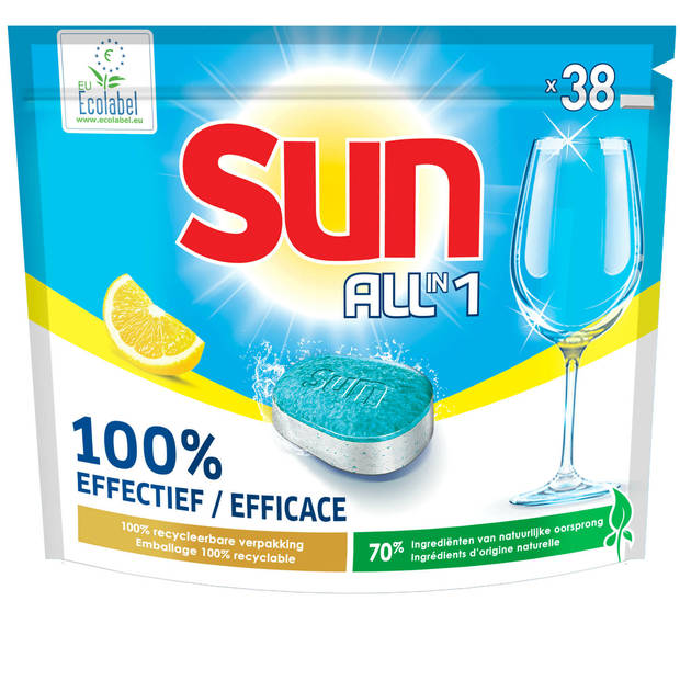 Sun All-in One - Vaatwastabletten - Citroen - 114 capsules - 3 x 38 Voordeelverpakking - Kwartaalbox