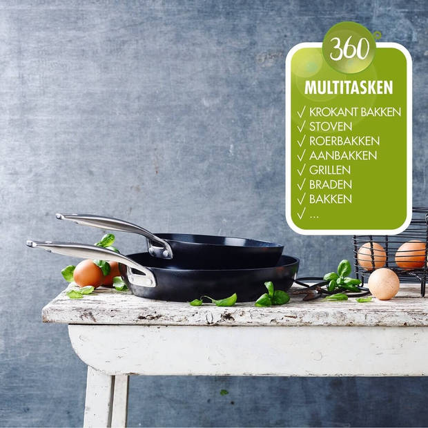 GreenPan Koekenpannenset Copenhagen - Zwart - ø 20 en 28 cm - keramische anti-aanbaklaag