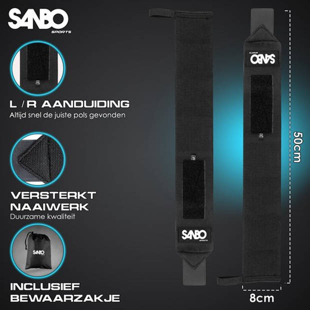 Sanbo 2x Fitness & CrossFit Polsbanden - Wrist Wraps Elastisch - Krachttraining - Polsbraces - Fitness - Polsbraces
