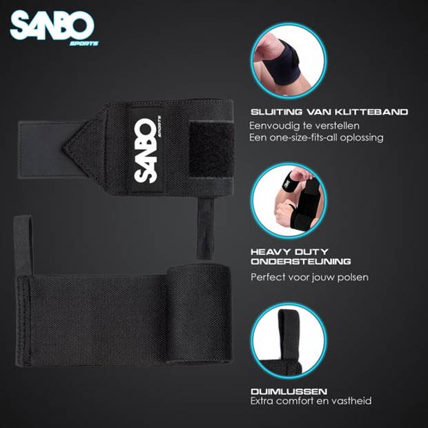 Sanbo 2x Fitness & CrossFit Polsbanden - Wrist Wraps Elastisch - Krachttraining - Polsbraces - Fitness - Polsbraces
