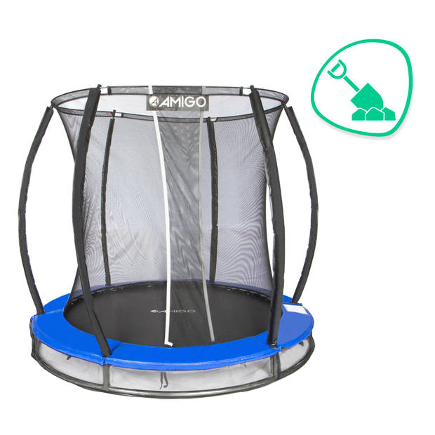 AMIGO inground trampoline Deluxe met veiligheidsnet 244 cm blauw