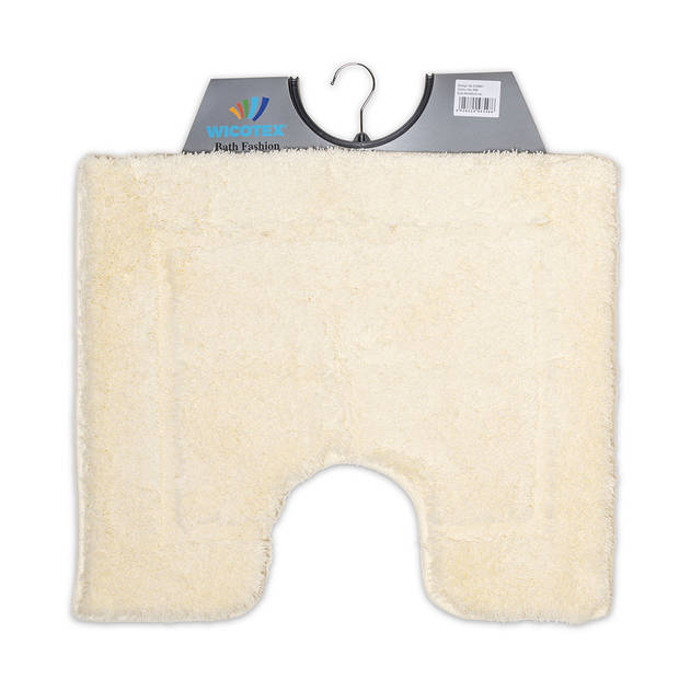 Wicotex-Badmat set met Toiletmat-WC mat-met uitsparing beige uni-Antislip onderkant