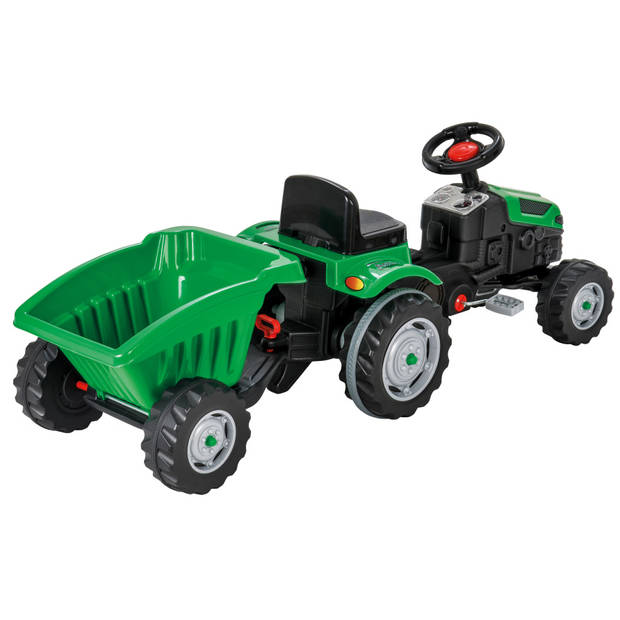 AMIGO Pilsan Active traptractor met aanhanger groen/zwart