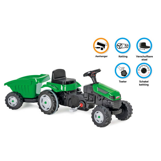 AMIGO Pilsan Active traptractor met aanhanger groen/zwart