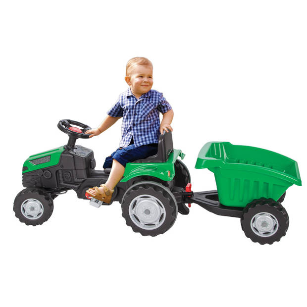 AMIGO Pilsan Active traptractor met aanhanger groen/zwart