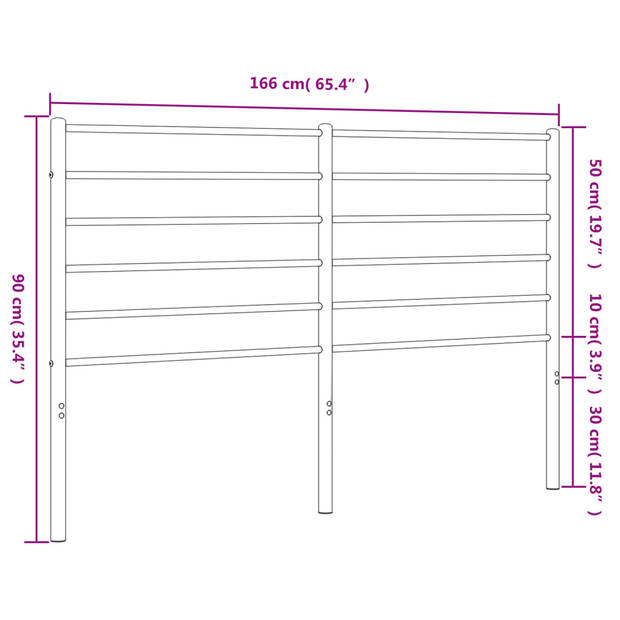 vidaXL Hoofdbord metaal wit 160 cm