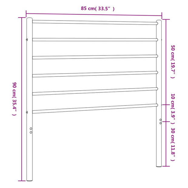 vidaXL Hoofdbord metaal zwart 80 cm