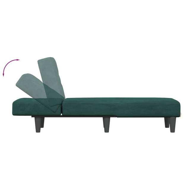 The Living Store Chaise Longue - Verstelbare ligstoel - Donkergroen - Fluweel - Multiplex - 55x140x70 cm