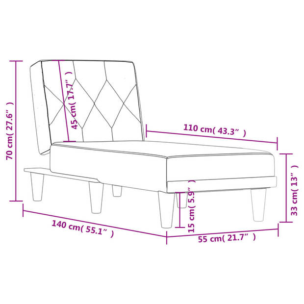 The Living Store Verstelbare Chaise Longue - Multifunctioneel - Donkergrijs - 55x140x70 cm - Ademend - Stevig