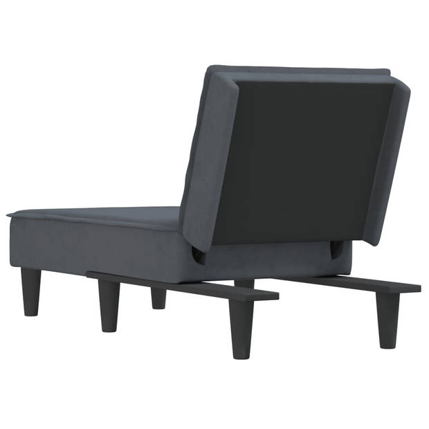 The Living Store Chaise Longue - Verstelbaar - Fluweel - Donkergrijs - 55 x 140 x 70 cm - Tot 110 kg draagvermogen