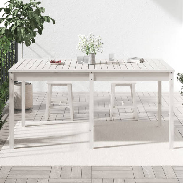 vidaXL Tuintafel 159,5x82,5x76 cm massief grenenhout wit